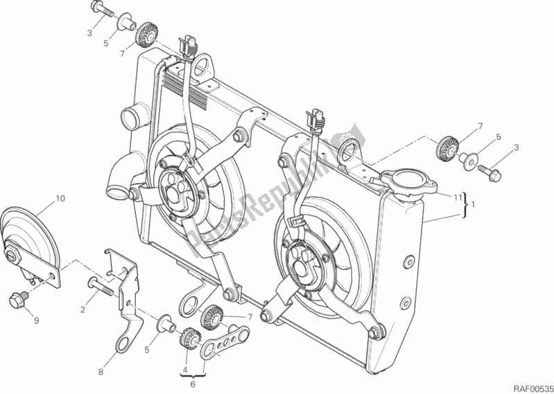 All parts for the Water Cooler of the Ducati Multistrada 1200 ABS USA 2015